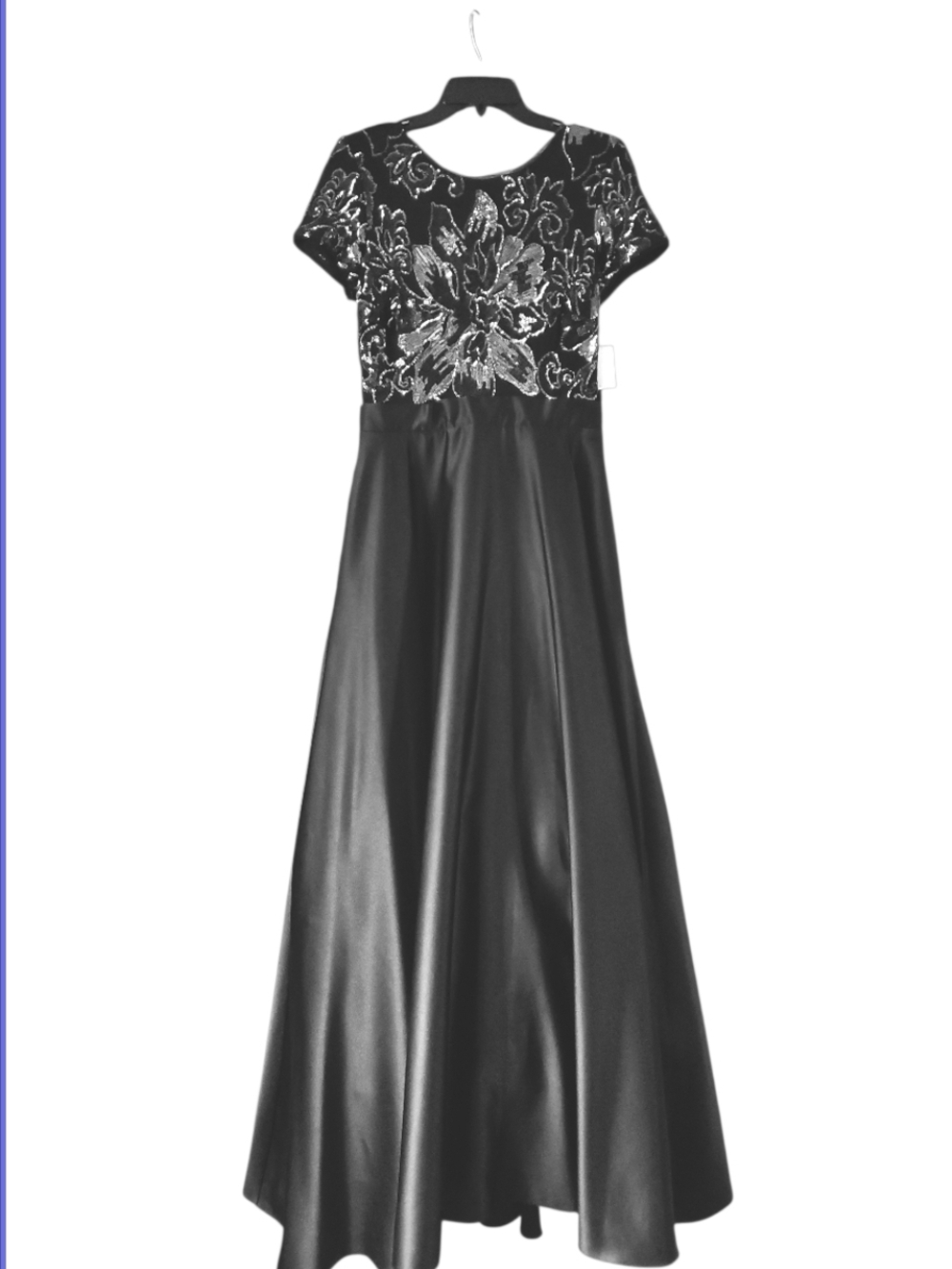 Besty Adam Black Sequined Satin Party Dress